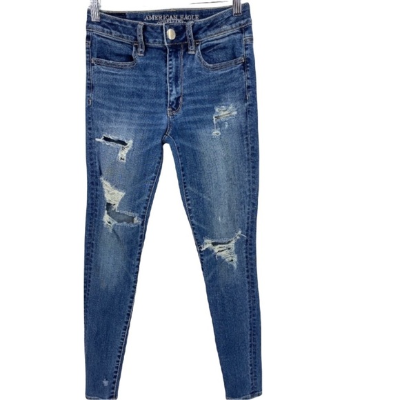 American Eagle Super High Rise Button Fly Super stretch Jeggings - Picture 1 of 8